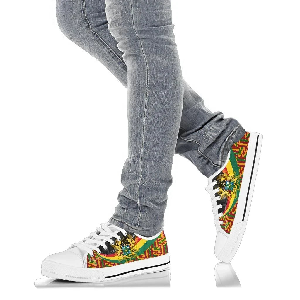 Ghana Low Top Shoes Ghana Coat Of Arms And Kente Patterns