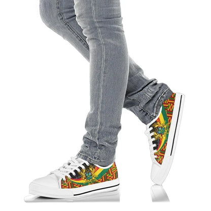 Ghana Low Top Shoes Ghana Coat Of Arms And Kente Patterns