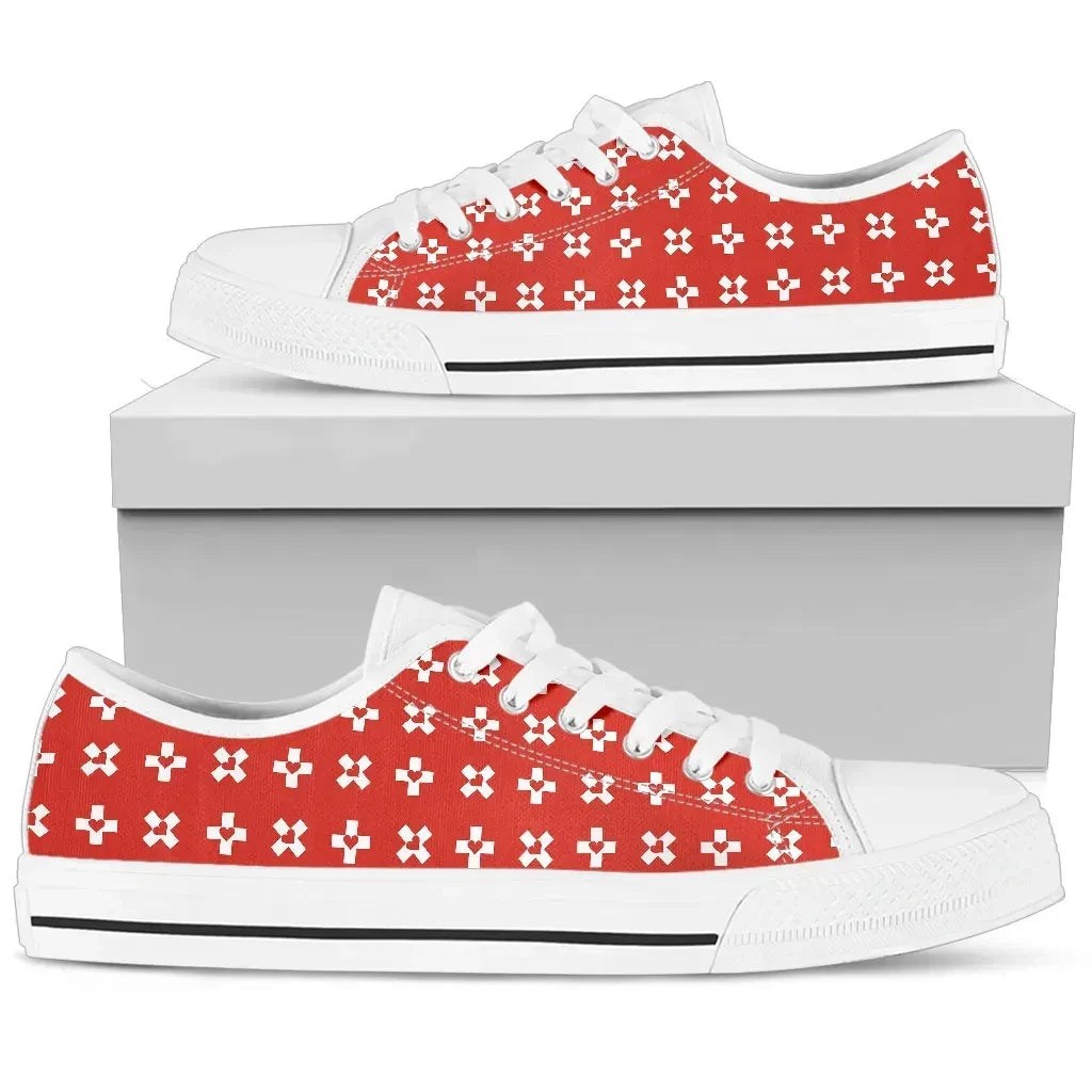 Switzerland Flag Pattern Low Top Canvas Shoes