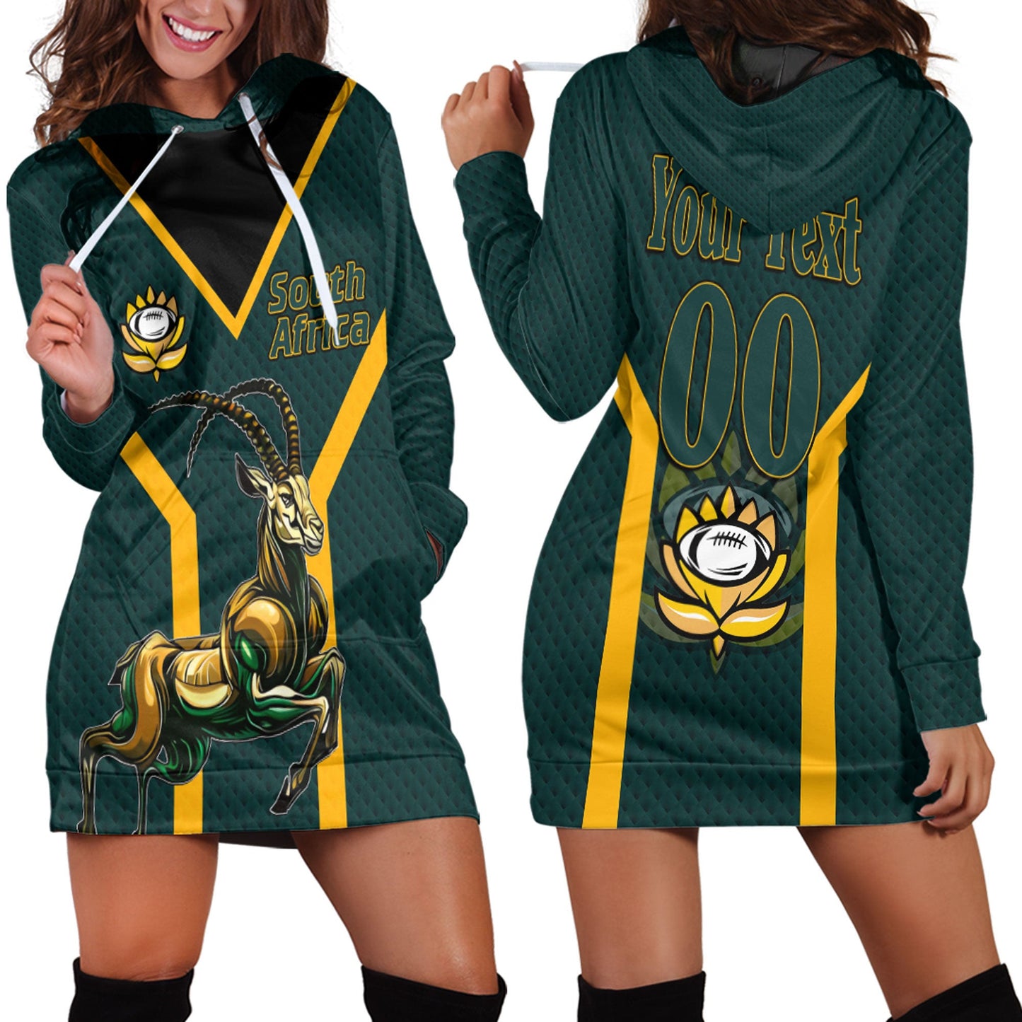 Hoodie Dress Custom South Africa Springboks Rugby