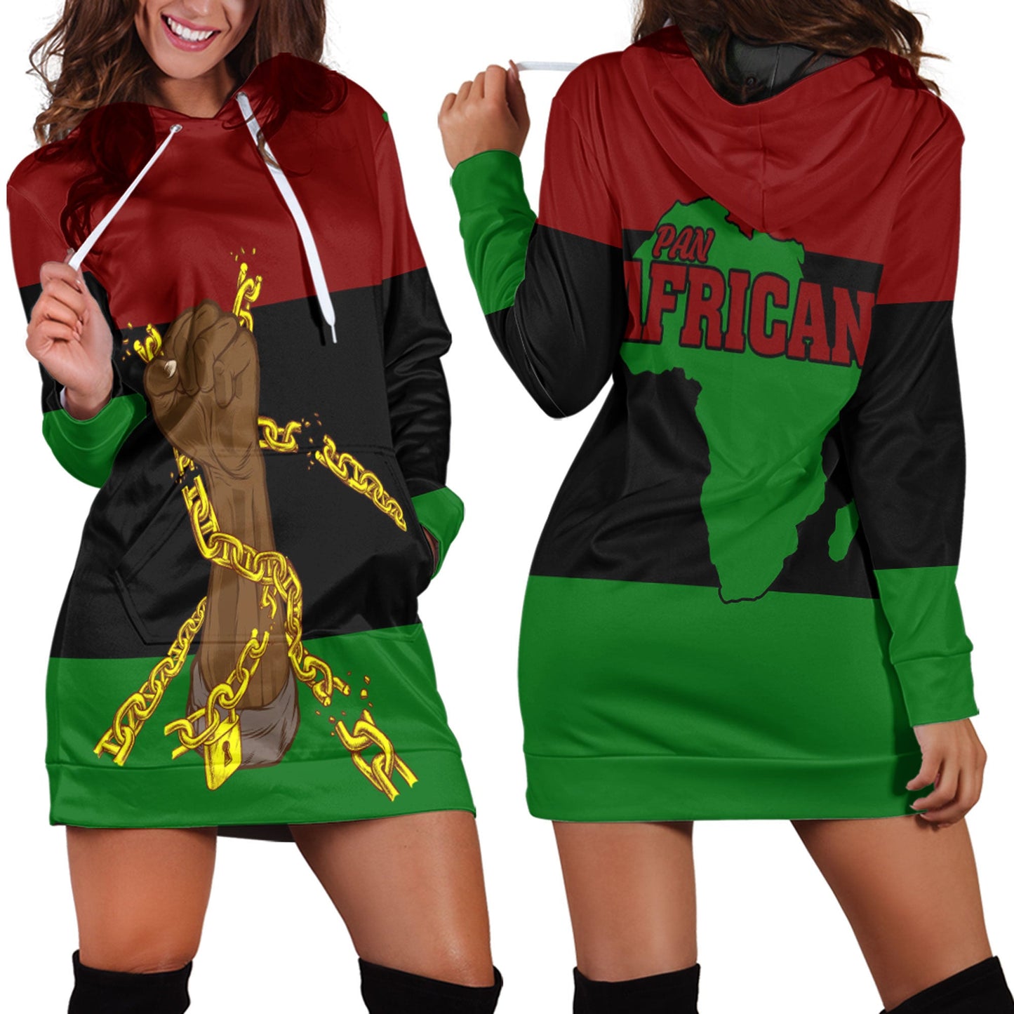Hoodie Dress Pan African Flag And Black Power