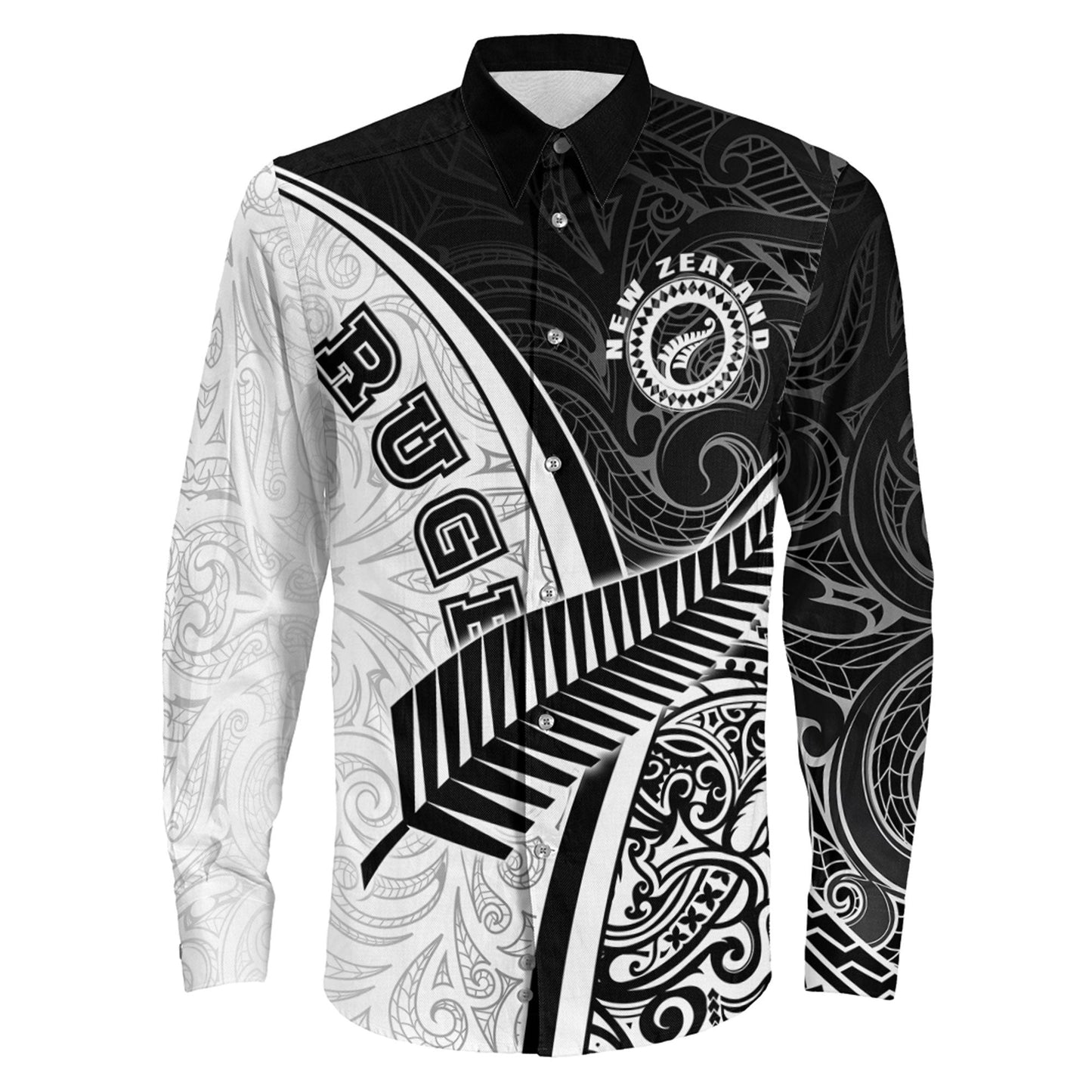 Long Sleeve Button Shirt New Zealand Rugby Silver Fern