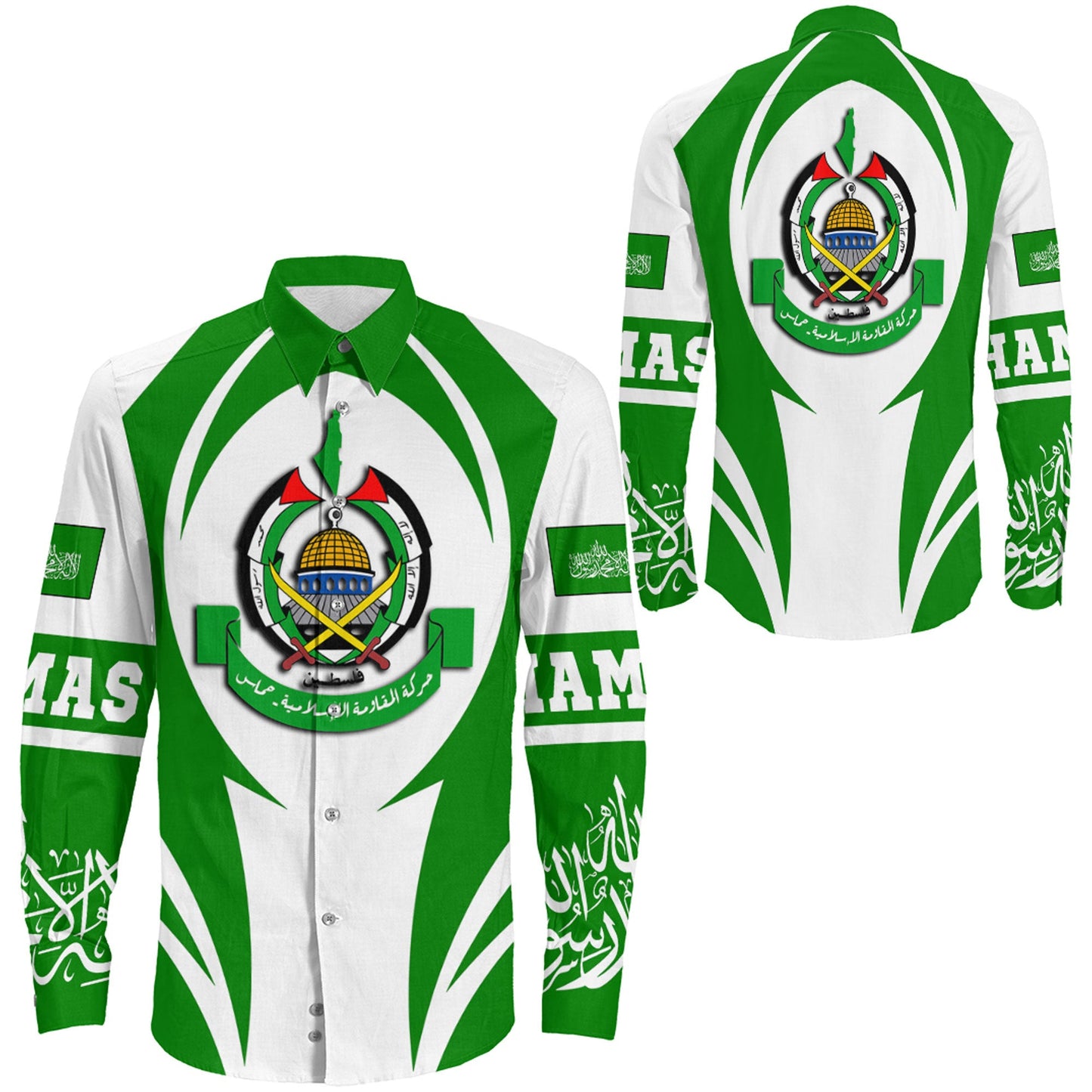 Clothing Hamas Long Sleeve Button Shirt Action Coat Of Arms