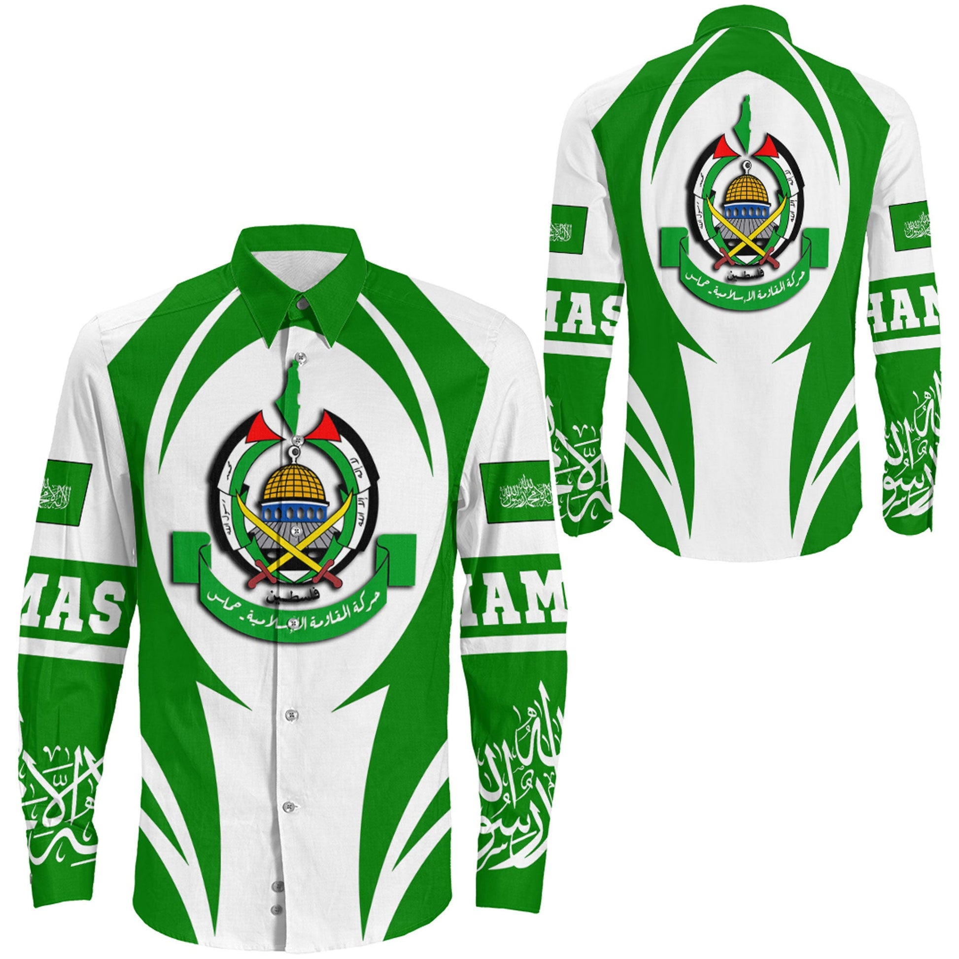 Clothing Hamas Long Sleeve Button Shirt Action Coat Of Arms