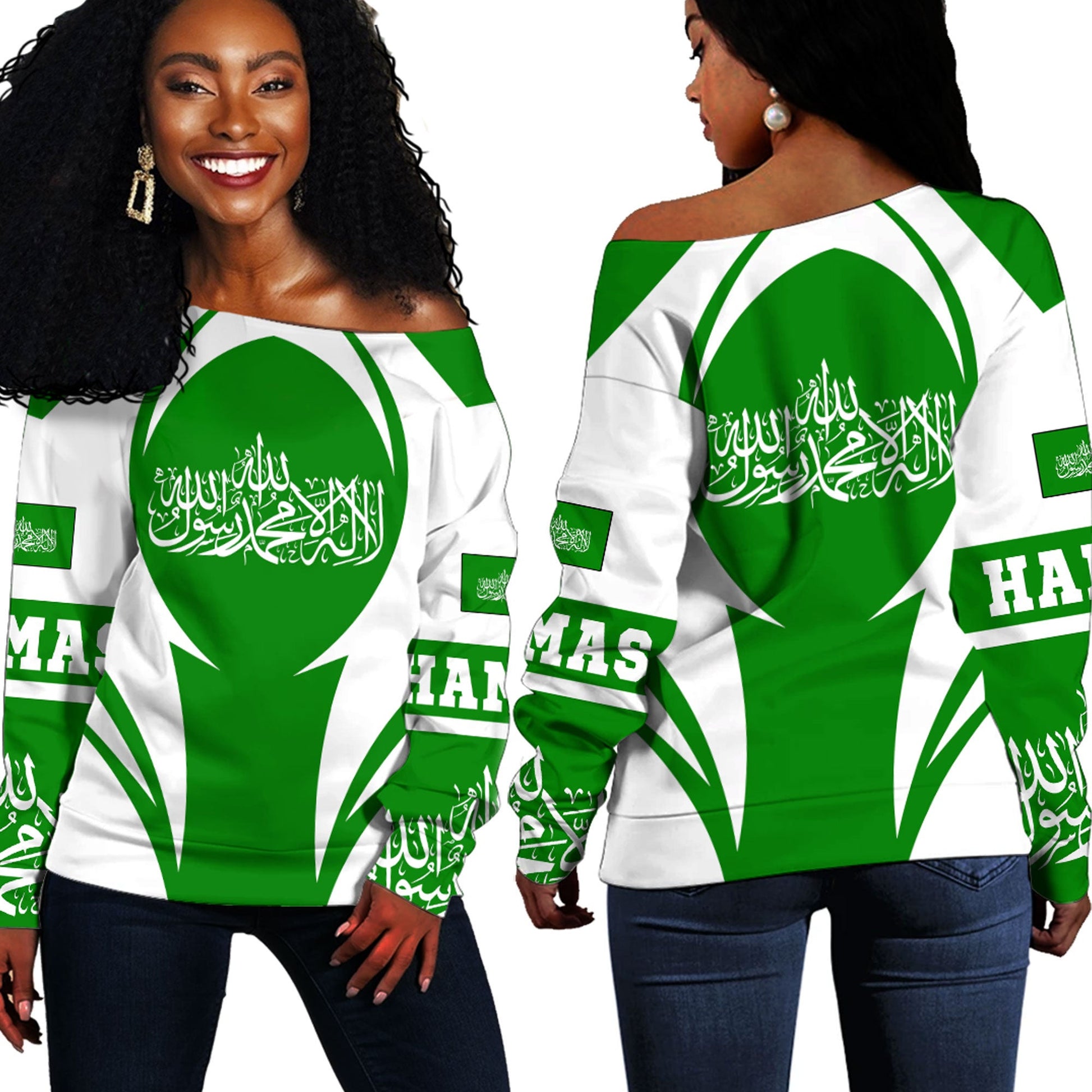 Clothing Hamas Off Shoulder Sweaters Action Flag