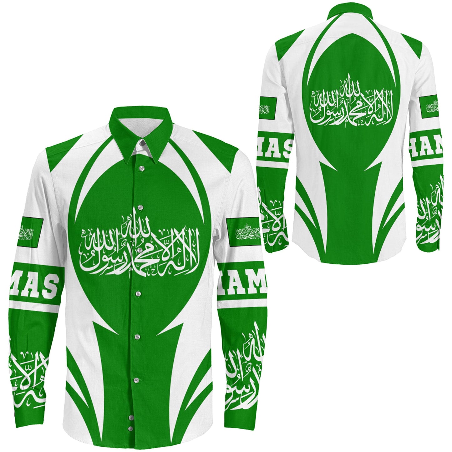 Clothing Hamas Long Sleeve Button Shirt Action Flag
