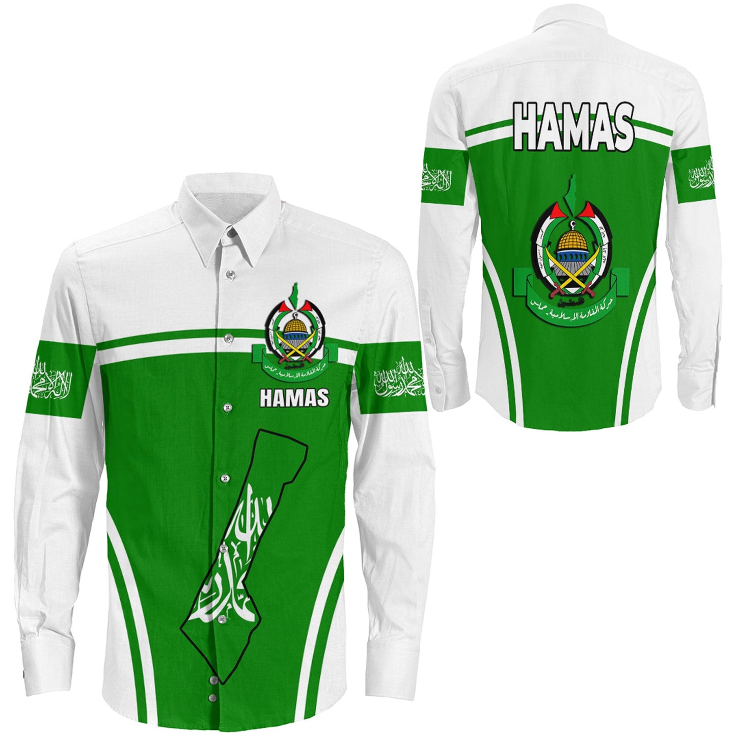 Clothing Hamas Long Sleeve Button Shirt Active Flag