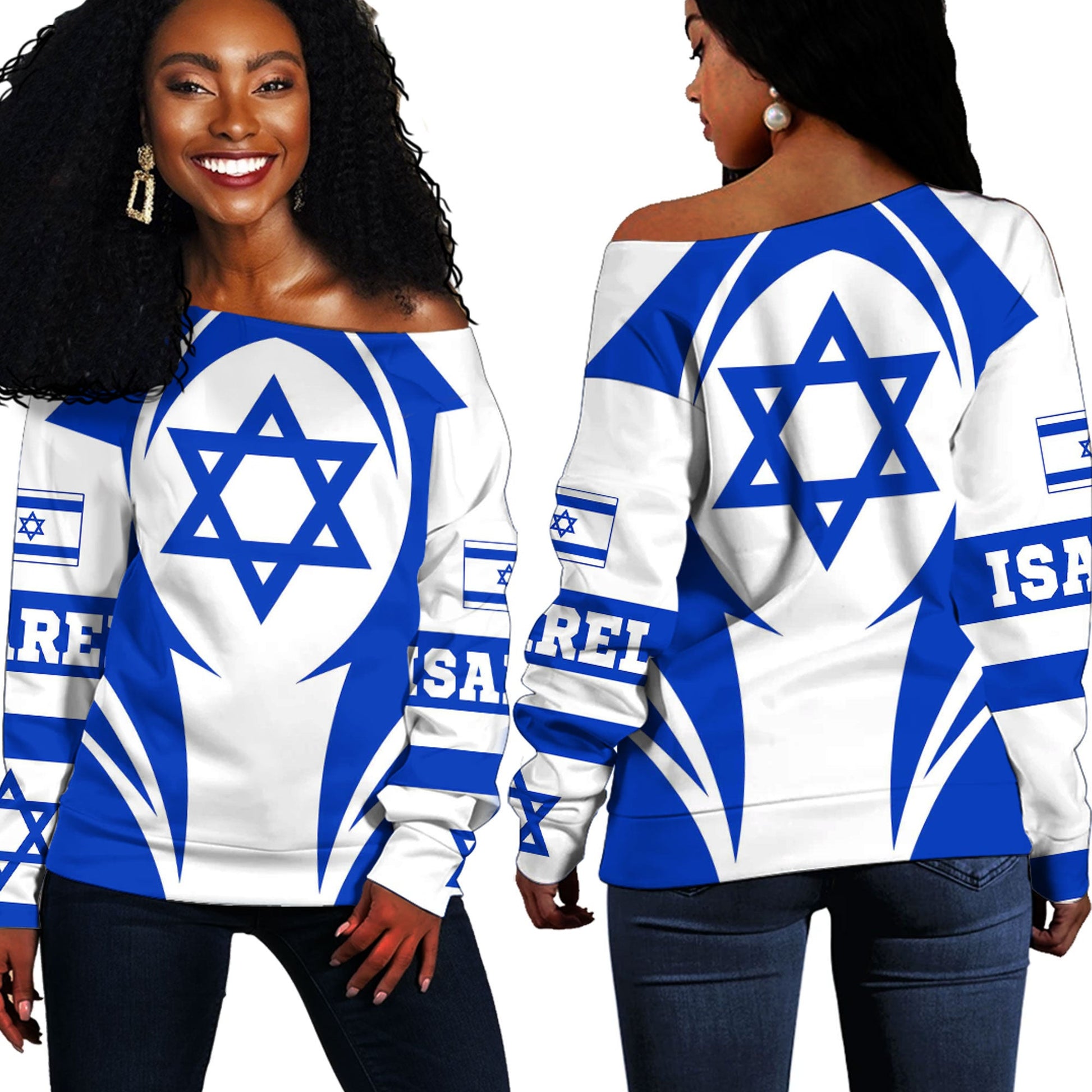 Clothing Isarel Off Shoulder Sweaters Action Flag