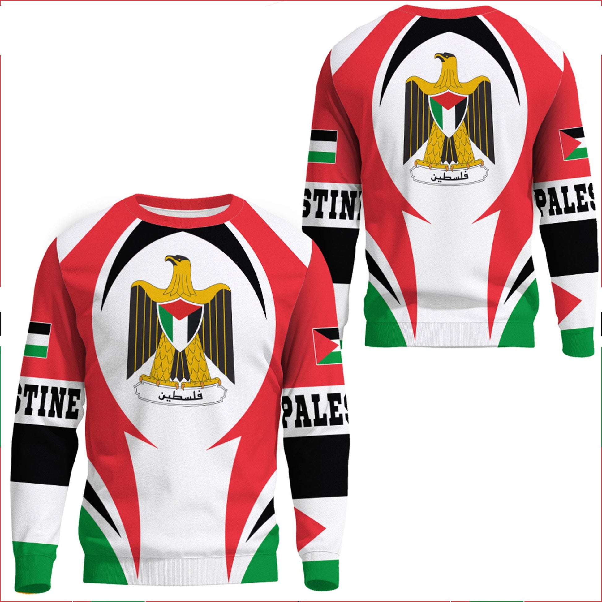 Clothing Palestine Sweatshirts Action Flag Style