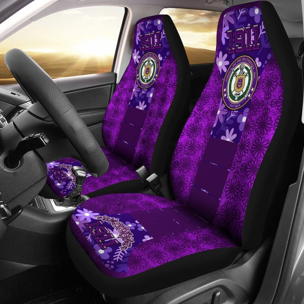 Car Seat Covers Omega Psi Phi Flower Pattern