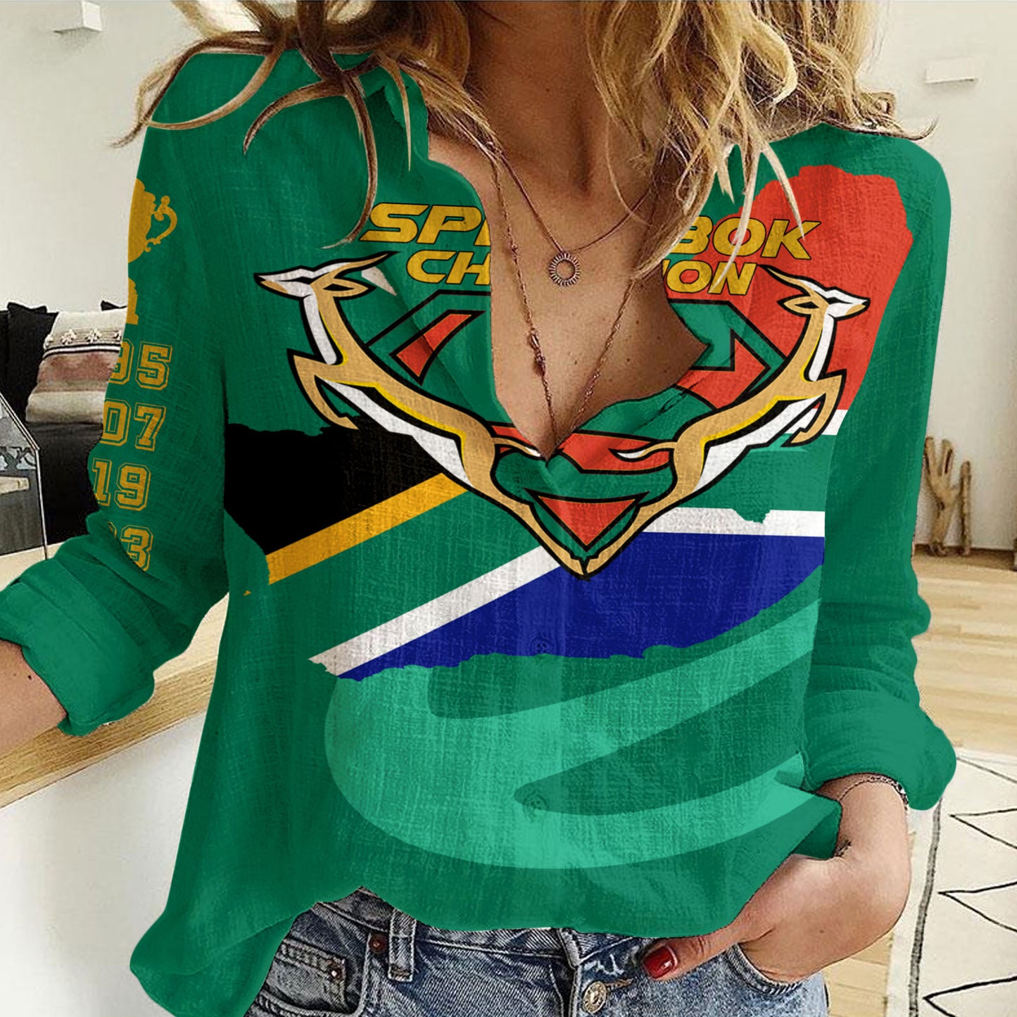 Springboks Clothing 2023 South Africa Rugby Champion Women Casual Shirt