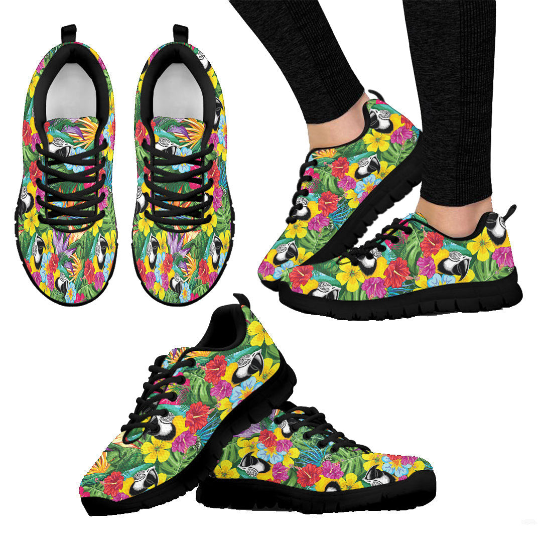 Sneaker Blue Macaw Parrot Floral Portrait