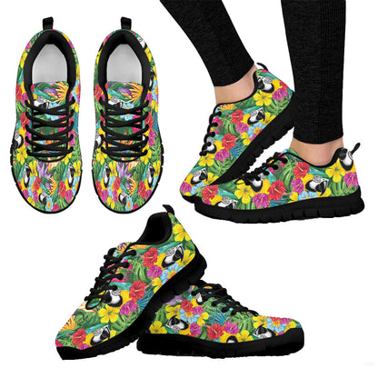 Sneaker Blue Macaw Parrot Floral Portrait