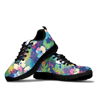 Sneaker Hibiscus Flowers And Palm Leaves