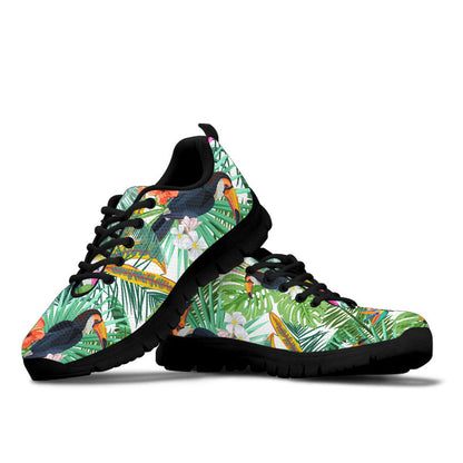 Sneaker Hibiscus Flowers And Bird Toucan
