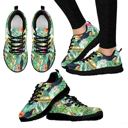Sneaker Hibiscus Flowers And Bird Toucan