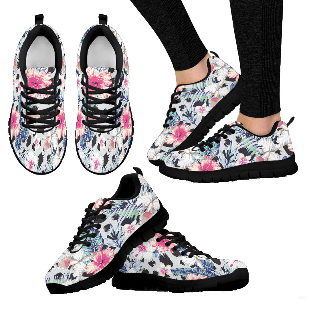 Sneaker Hibiscus And Orchids Tropical Pattern