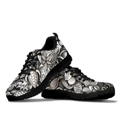 Sneaker Cartoon Doodles Hawaii Seamless Pattern