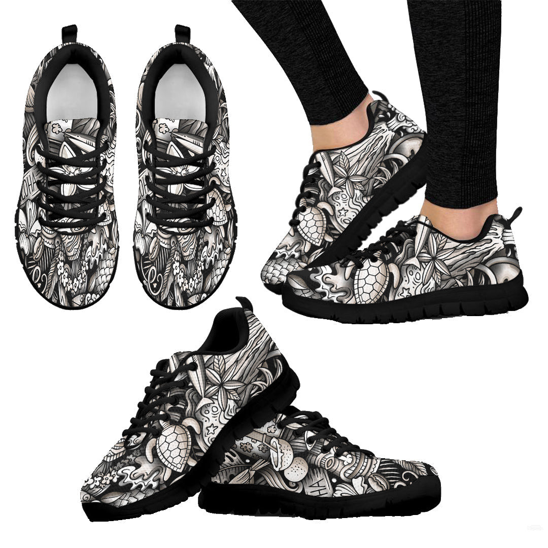 Sneaker Cartoon Doodles Hawaii Seamless Pattern