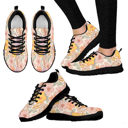 Sneaker Hibiscus Flowers With Palm Tree Leaves