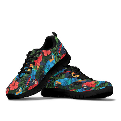 Sneaker Macaw And Hibiscus Flowers