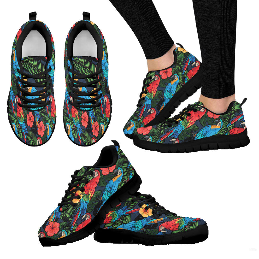 Sneaker Macaw And Hibiscus Flowers