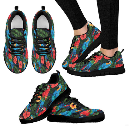 Sneaker Macaw And Hibiscus Flowers