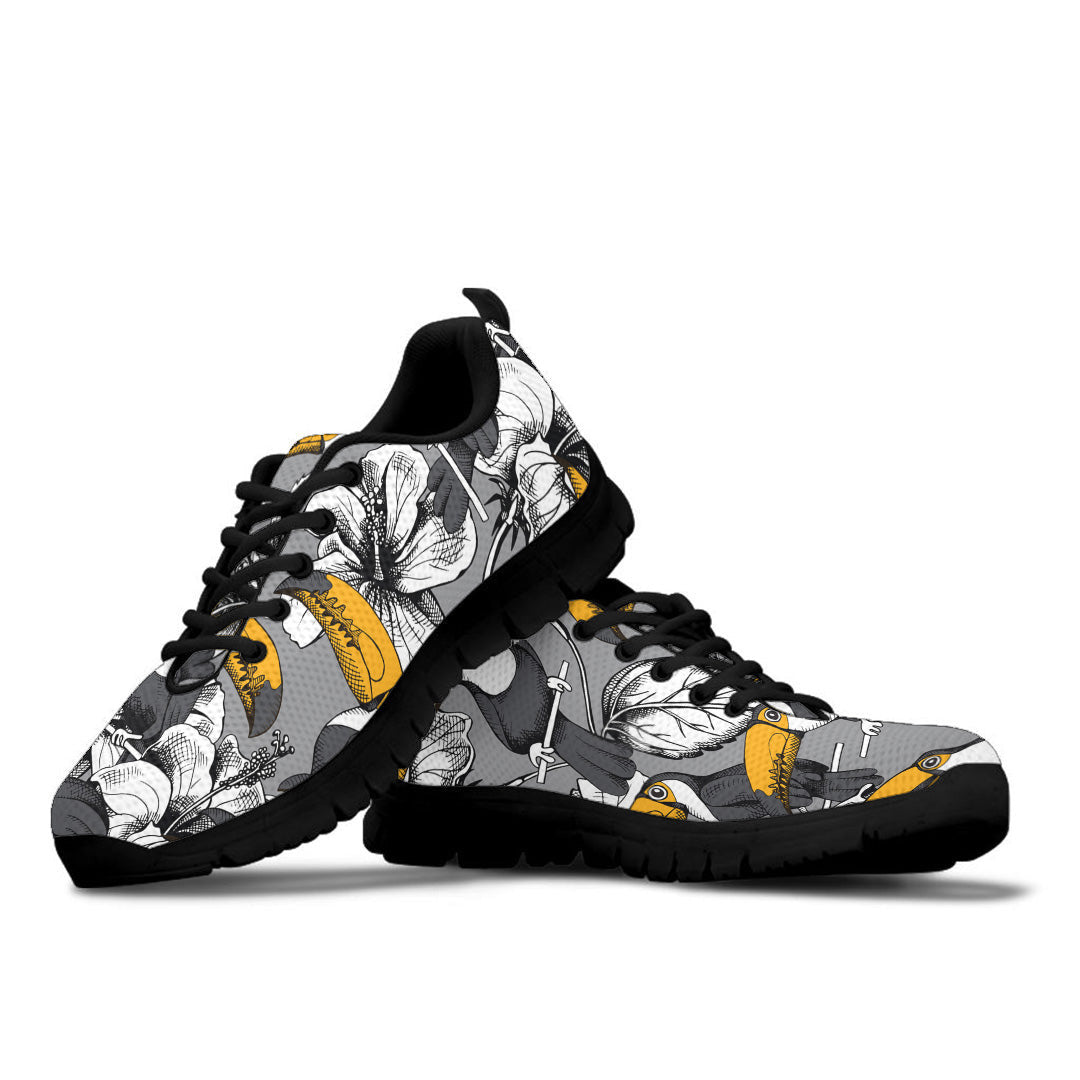 Sneaker Toucan Birds with Hibiscus Flowerspsd