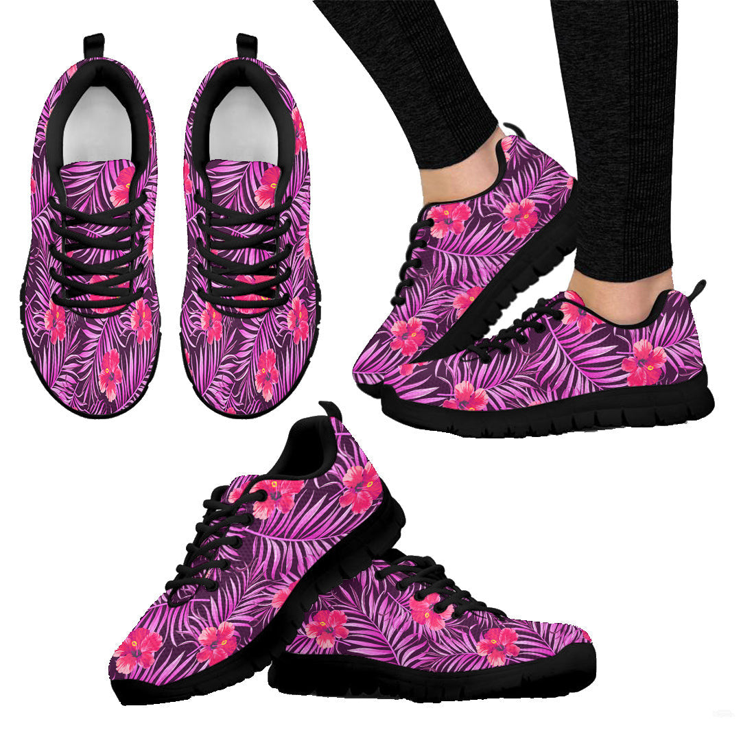 Sneaker Tropical Palm Leaves And Hibiscus