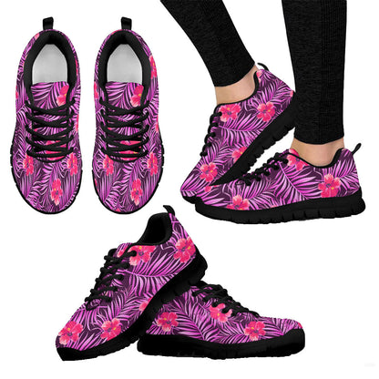 Sneaker Tropical Palm Leaves And Hibiscus