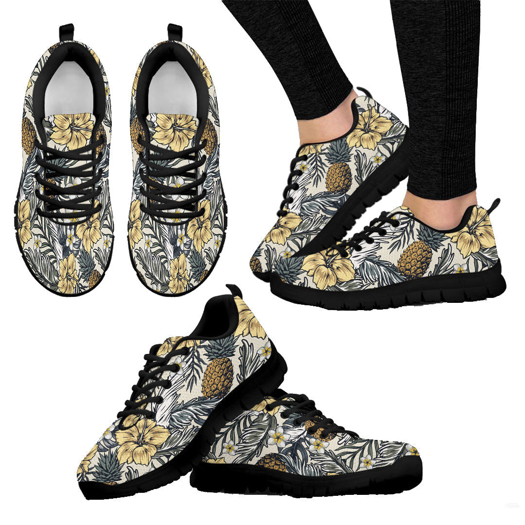 Sneaker Pineapples Hibiscus And Frangipani Flowers