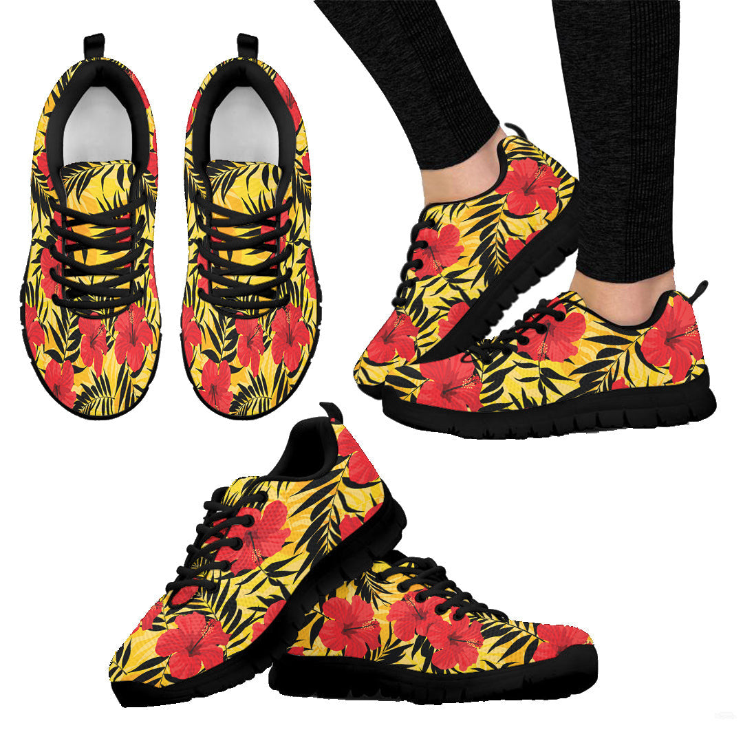 Sneaker Tropical Flowers And Palm Leaves