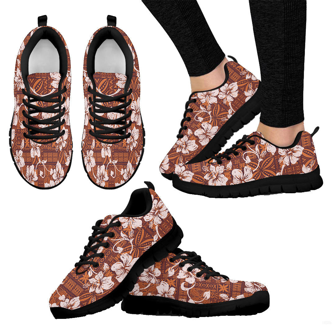 Sneaker Tribal Vintage Hawaiian Hibiscus Flowers