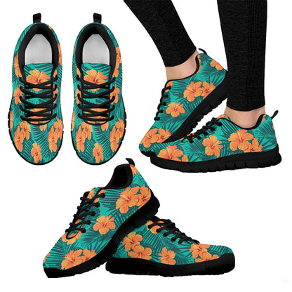 Sneaker Tropical Flowers And Palm Leaves On