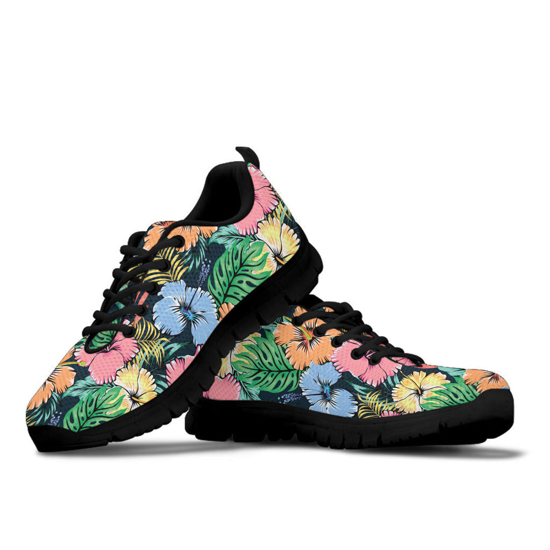 Sneaker Seamless Pattern Hibiscus Flowers