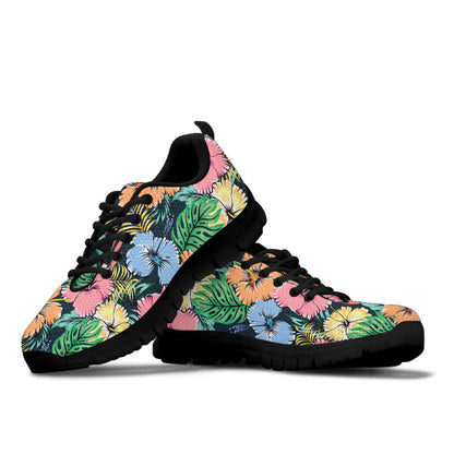 Sneaker Seamless Pattern Hibiscus Flowers