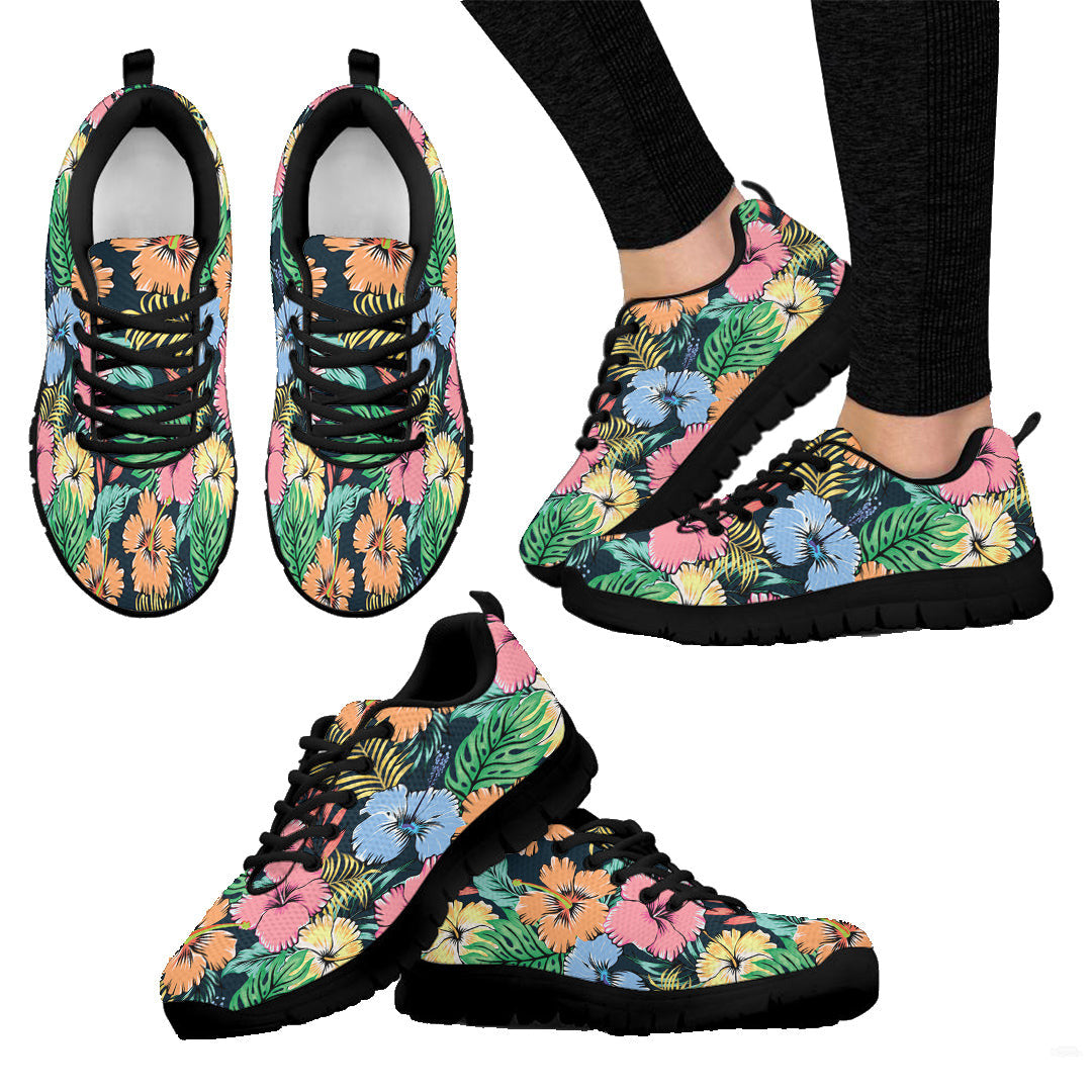 Sneaker Seamless Pattern Hibiscus Flowers