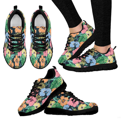 Sneaker Seamless Pattern Hibiscus Flowers