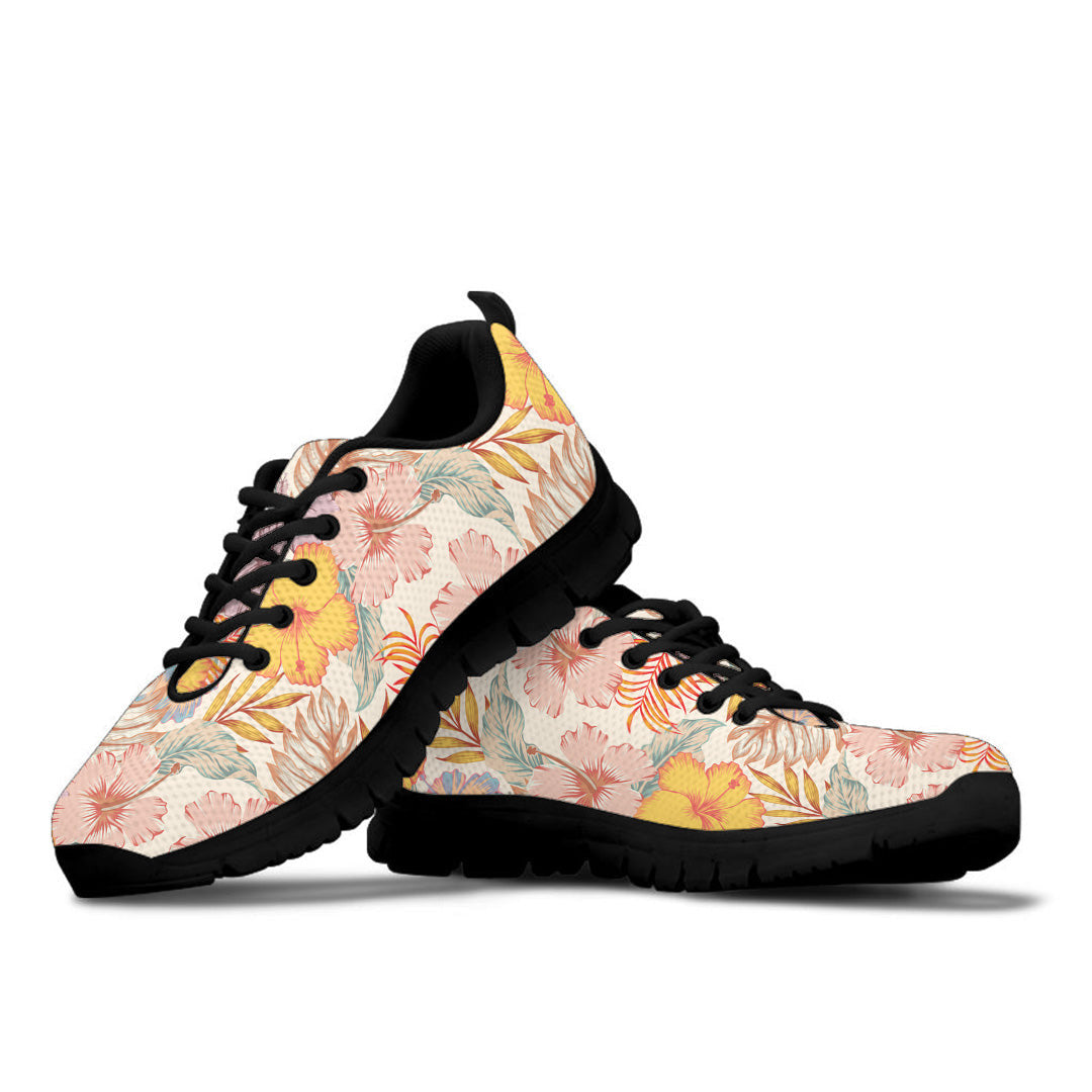 Sneaker Hibiscus Flowers With Palm Tree Leaves Fashionable
