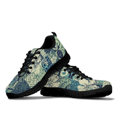 Sneaker Hawaiian Hibiscus And Tribal Element Fabric
