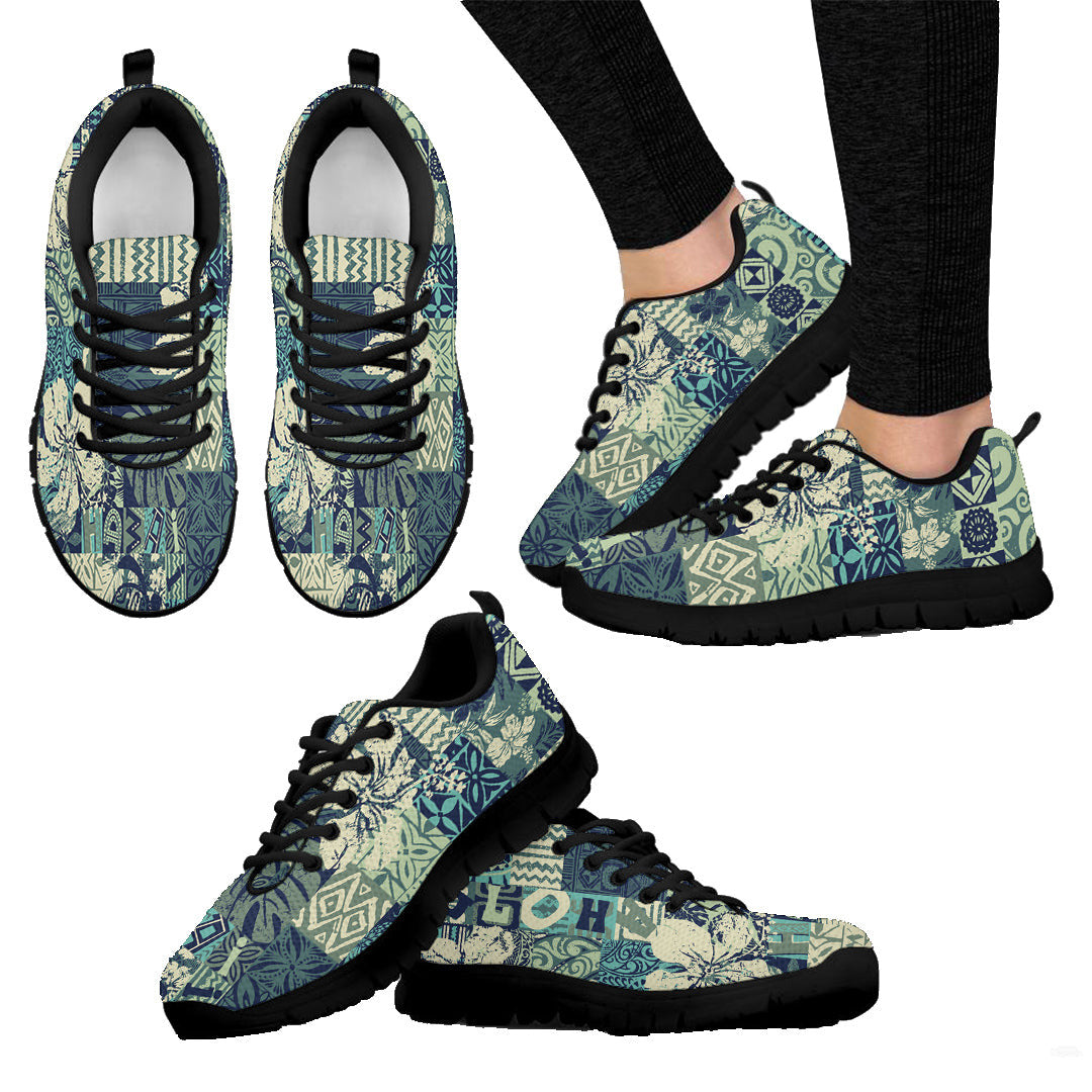 Sneaker Hawaiian Hibiscus And Tribal Element Fabric