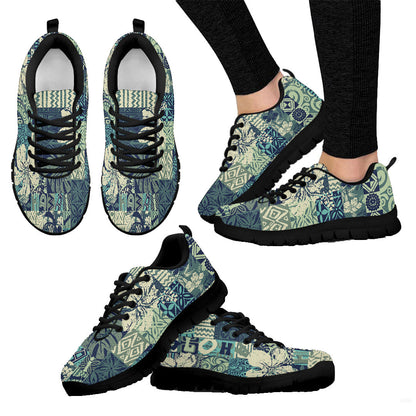 Sneaker Hawaiian Hibiscus And Tribal Element Fabric