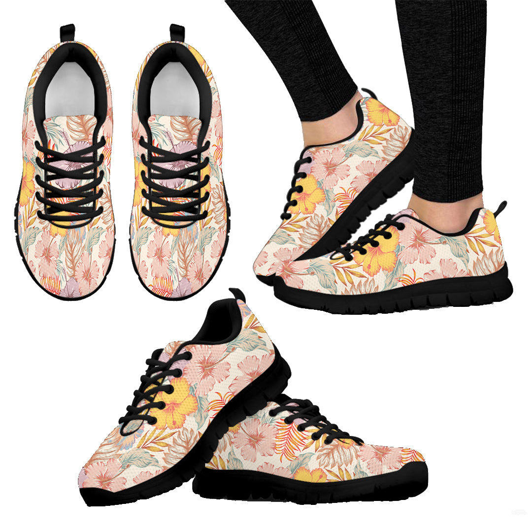 Sneaker Fashionable Hand Drawing Hibiscus Flowers