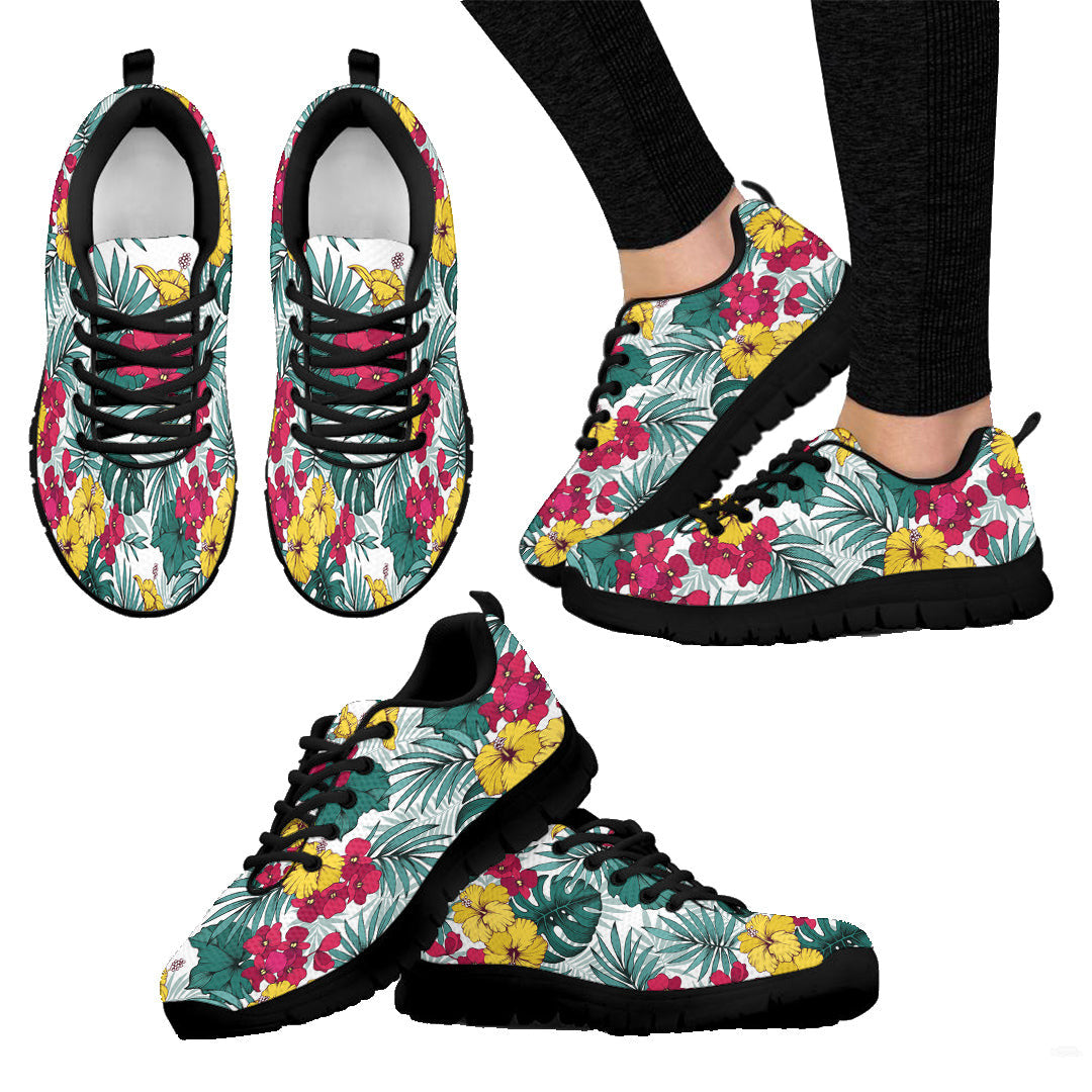 Sneaker Hibiscus Palm And Monstera Leaves