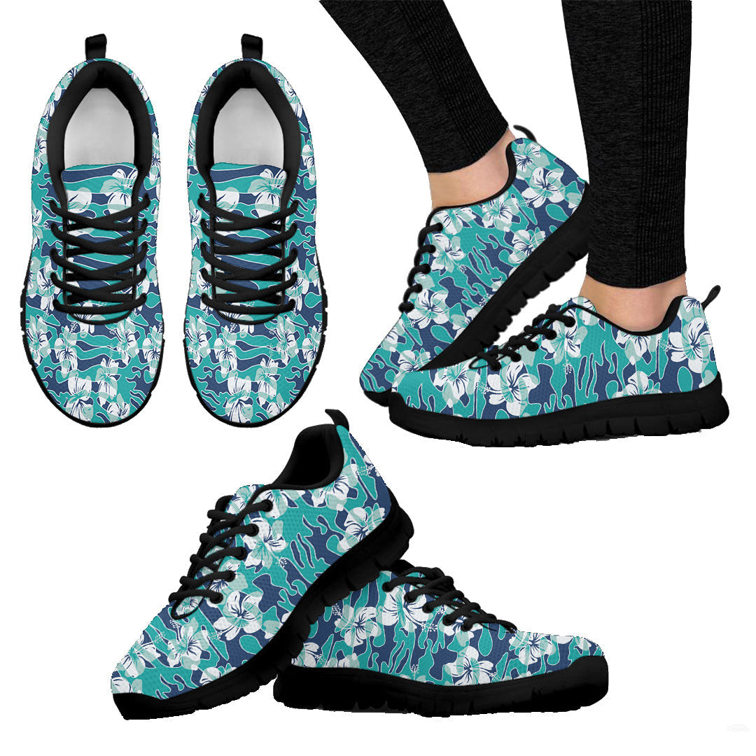 Sneaker Camouflage Wave Hibiscus Flower