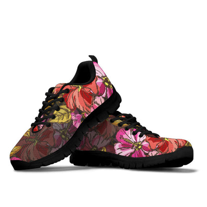 Sneaker Elegant Seamless Pattern Tropical Hibiscus