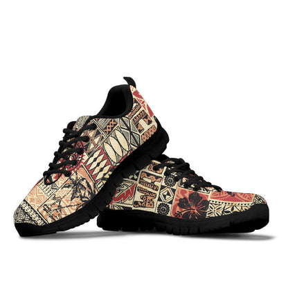 Sneaker Hawaiian Style Tribal Fabric Patchwork Abstract Vintage