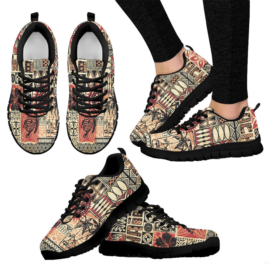 Sneaker Hawaiian Style Tribal Fabric Patchwork Abstract Vintage
