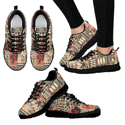 Sneaker Hawaiian Style Tribal Fabric Patchwork Abstract Vintage