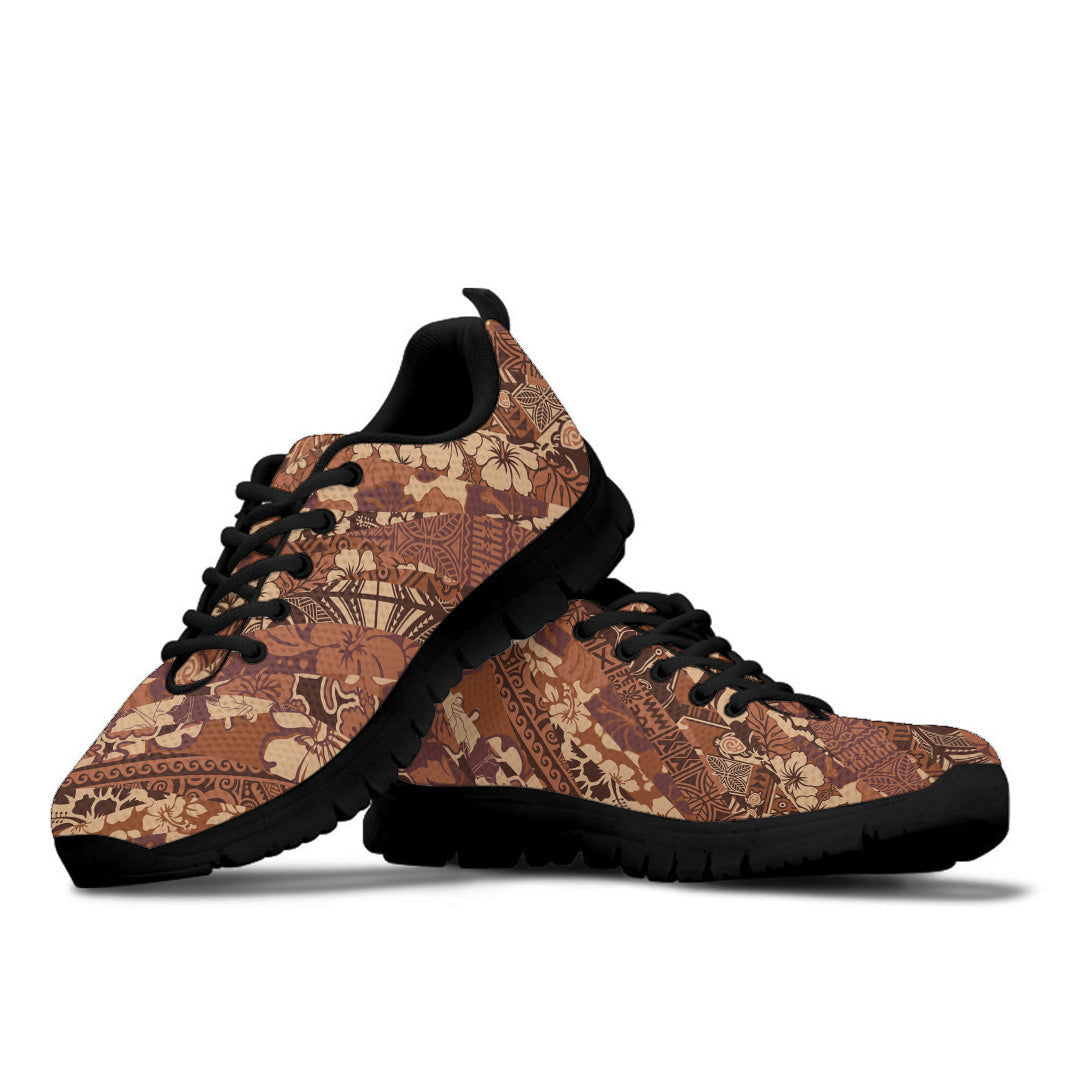 Sneaker Hawaiian Style Hibiscus And Tribal